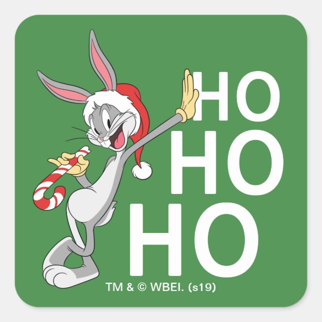 BUGS BUNNY™ mit Candy Cane Quadratischer Aufkleber (Vorderseite)