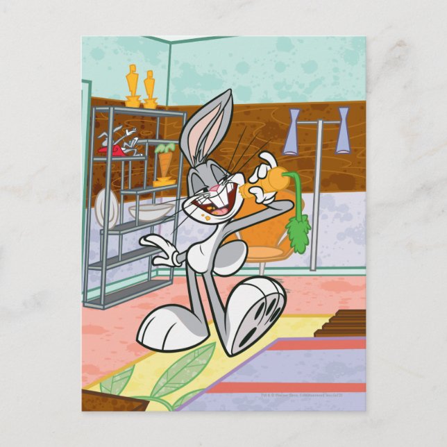 BUGS BUNNY™ mit Karotte Postkarte (Vorderseite)