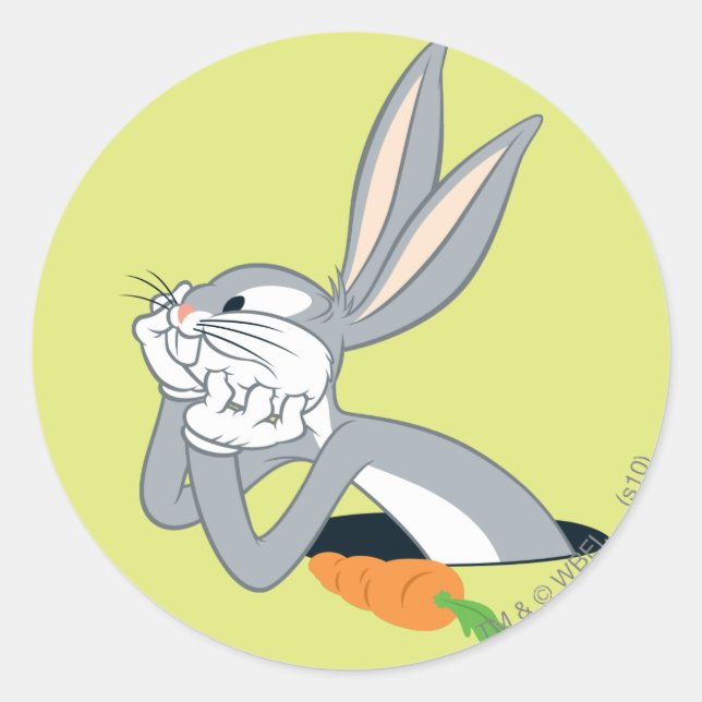 BUGS BUNNY™ mit Karotte Runder Aufkleber (Vorderseite)
