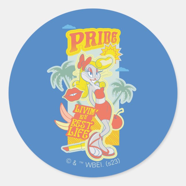 BUGS BUNNY™ Prix - Mein bestes Leben leben Runder Aufkleber (Vorderseite)