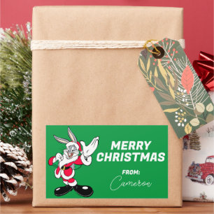 BUGS BUNNY™ Santa Waving   Happy Holidays Rechteckiger Aufkleber