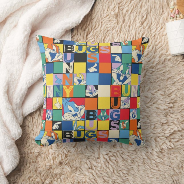 BUGS BUNNY™ Schachbrett mit farbenfrohen Namen und Kissen (Decke)