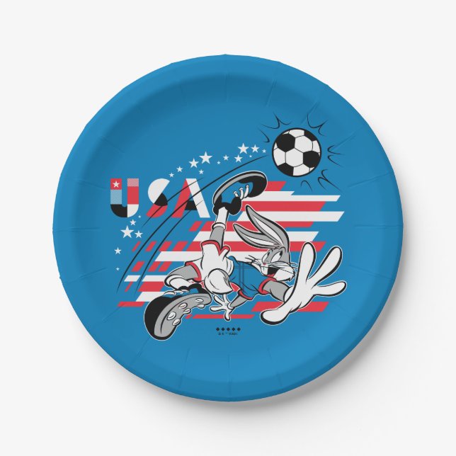 BUGS BUNNY™ Team USA Fußball Grafik Pappteller (Vorderseite)
