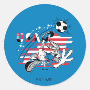BUGS BUNNY™ Team USA Fußball Grafik Runder Aufkleber