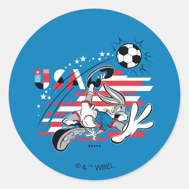BUGS BUNNY™ Team USA Soccer Graphic Runder Aufkleber (Vorderseite)