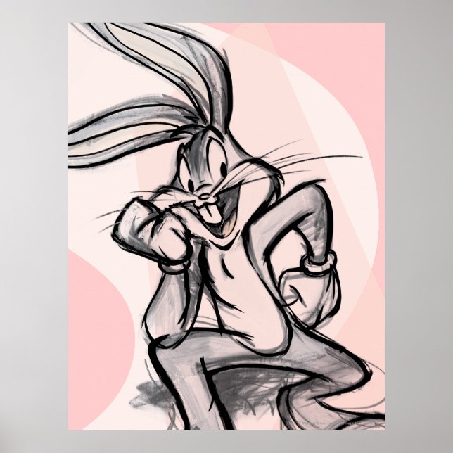 BUGS BUNNY™ Thinker Light Pink Poster (Vorne)