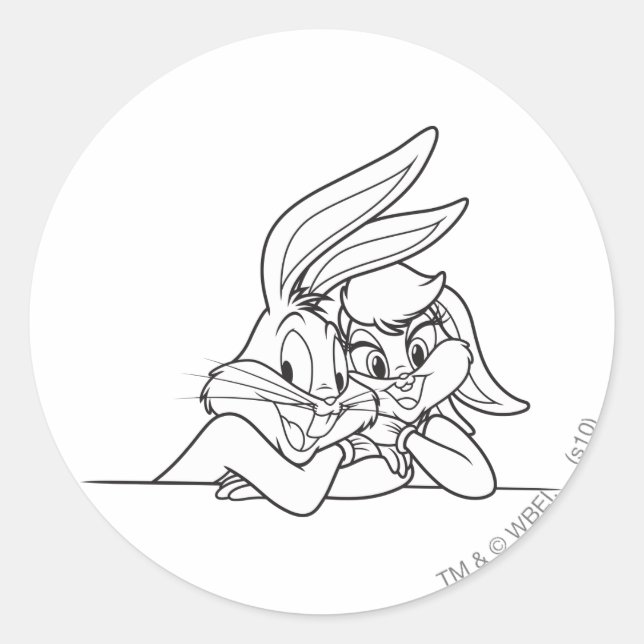 BUGS BUNNY™ und Lola Bunny 3 Runder Aufkleber (Vorderseite)