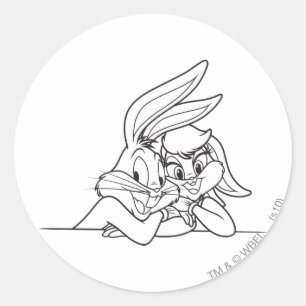 BUGS BUNNY™ und Lola Bunny 3 Runder Aufkleber
