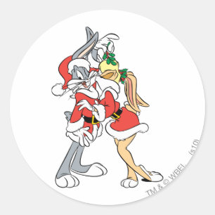 BUGS BUNNY™ und Lola Mistletoe Kiss Runder Aufkleber