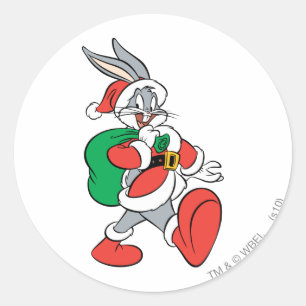 BUGS BUNNY™ Weihnachtsmann Runder Aufkleber