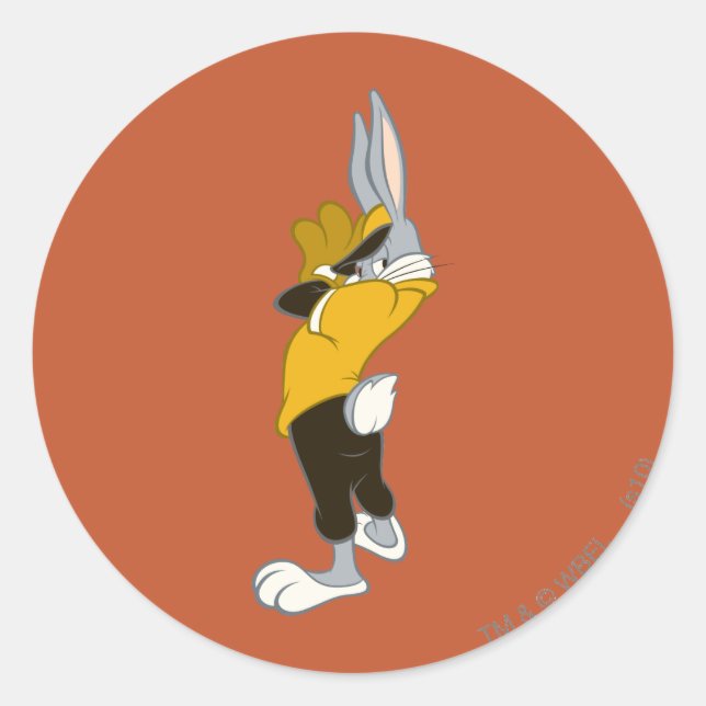 BUGS BUNNY™ Wind up Runder Aufkleber (Vorderseite)