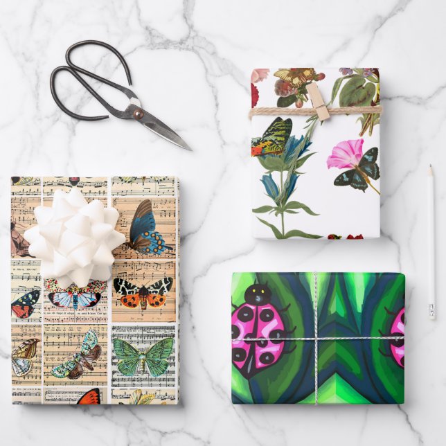 bugs de dames Papillons Insecte Feuille Fleurs de  (Recto)