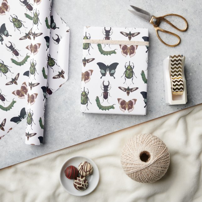 Bugs & Insects Vintage Boy Birthday Geschenkpapier (Kunsthandwerk)