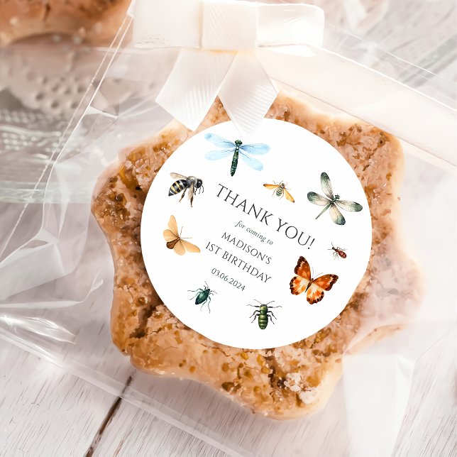 Bugs & Insekten Vintag Geburtstagsparty Runder Aufkleber (Von Creator hochgeladen)