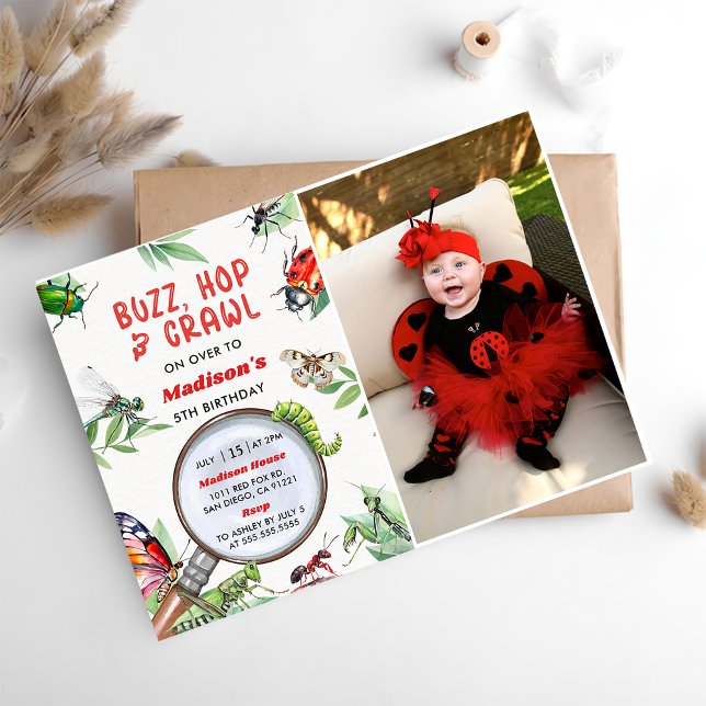 Bugs & Insekten Vintager Geburtstagsparty Einladun Einladung (Von Creator hochgeladen)
