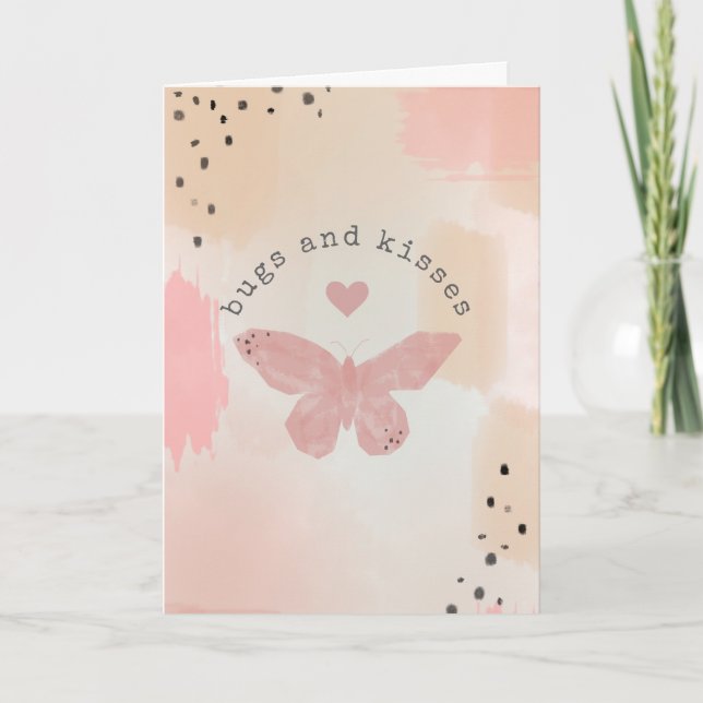 Bugs & Kisses Valentine Butterfly Karte (Vorderseite)
