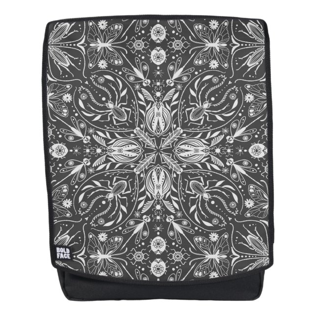 Bugs, schwarz, ganz weiß rucksack (Vorderseite)