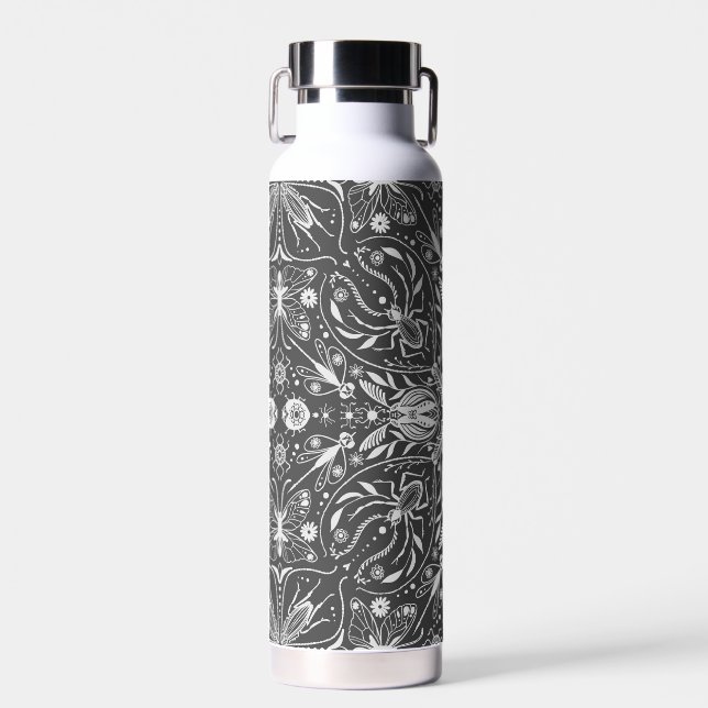 Bugs, schwarz, ganz weiß trinkflasche (Vorne)