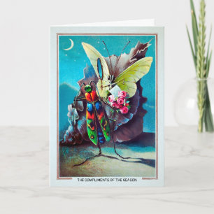 Bugs victoriens avec fleurs Carte de Noël
