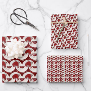 Bugundy Tubular Muster Wrapping Paper Sheets Geschenkpapier Set
