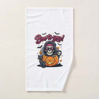 Buh für dich Halloween-Skelett-Kürbis Handtuch