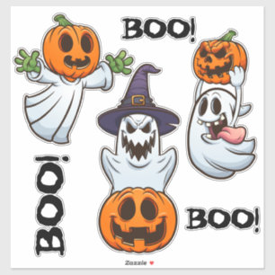 BUH! Geister mit Kürbissen Halloween Cartoon Chaos Aufkleber