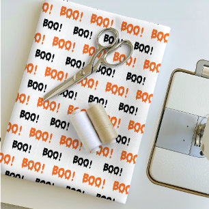 Buh! Halloween-Typografie Orange & Schwarz Muster Stoff