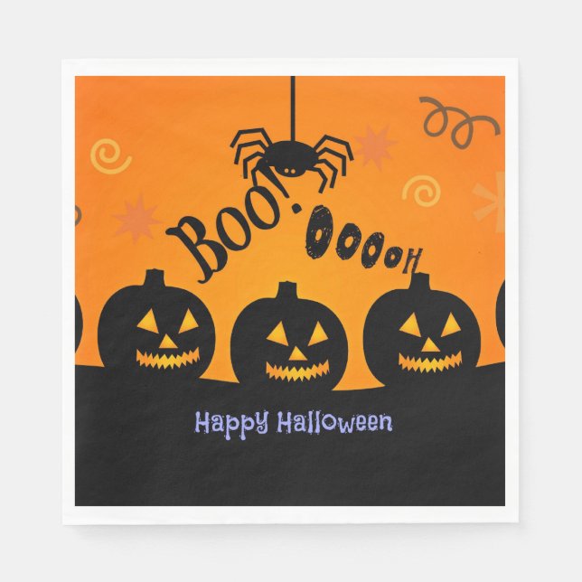 Buh! Oooh! Frohes Halloween Serviette (Vorderseite)