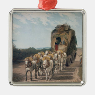 Bühne-Lastwagen, graviert von J. Baily Silbernes Ornament