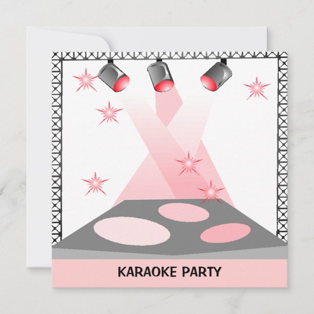 BÜHNE-LICHT-EINLADUNGS-KARAOKE-TALENT-SHOW-PARTY EINLADUNG (Vorderseite)