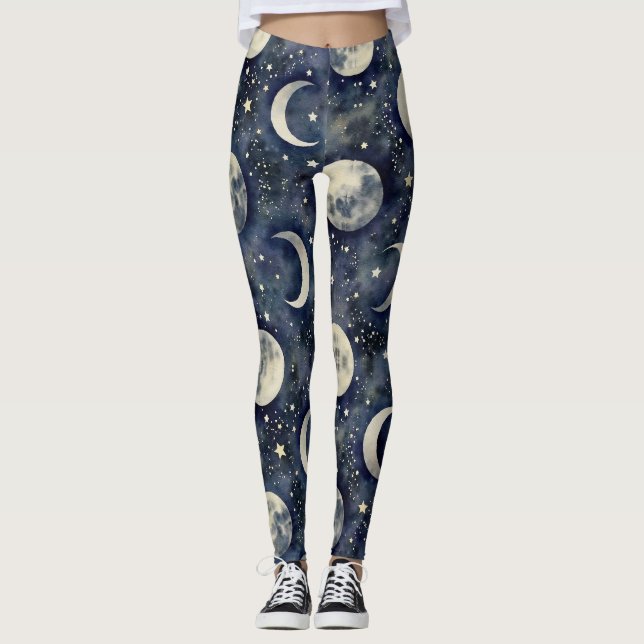 Bühnen des Mondes Nahtloses Muster Leggings (Vorderseite)