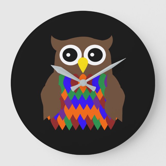 Búho de colores große wanduhr (Vorderseite)