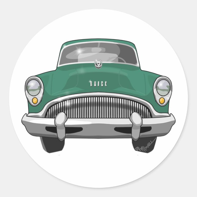 Buick Roadmaster 1954 Runder Aufkleber (Vorderseite)
