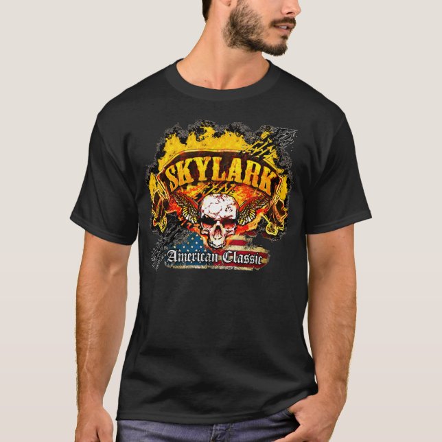 Buick Skylark - Burnout-Fahnen-Schädel - n-Flagge T-Shirt (Vorderseite)
