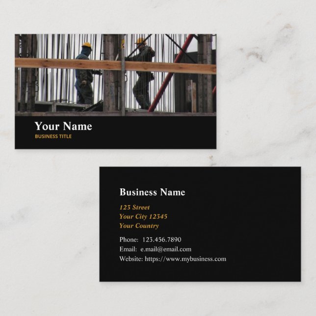 Builder Construction Worker Business Card Visitenkarte (Vorne/Hinten)