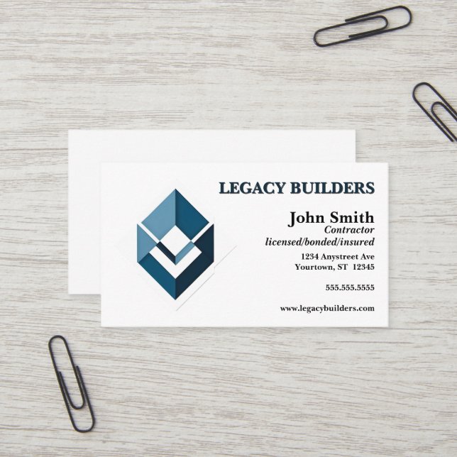 Builder Contractor Developer Real Anwesen Agent Visitenkarte (Vorderseite/Rückseite Beispiel)