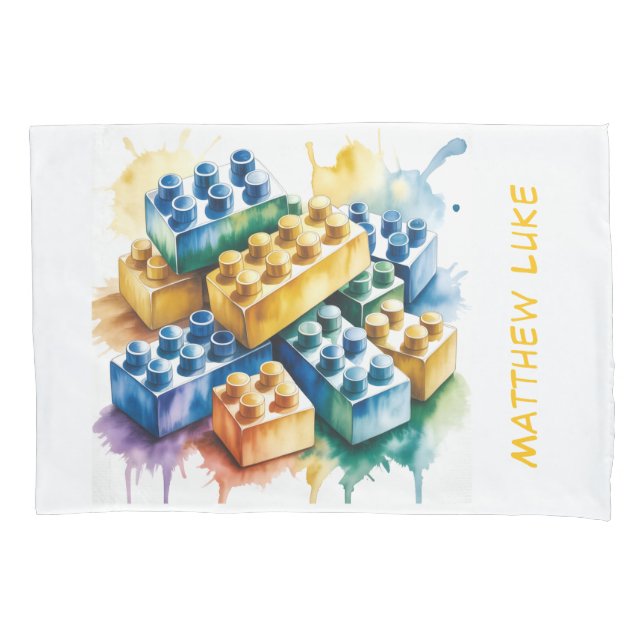 Building Block Splash Boy Birthday Party Gift Kissenbezug (Vorderseite)