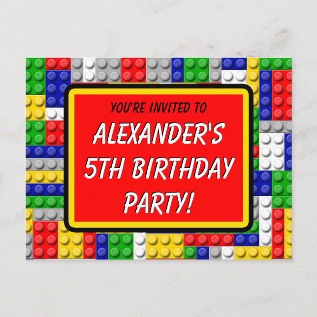 Building Blocks Invitation de fête d'anniversaire  (Devant)