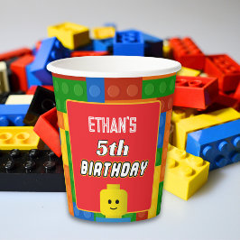 Building Blocks Kids Birthday Fun Colorful Pappbecher