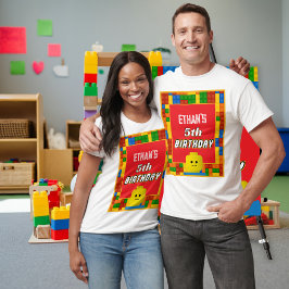 Building Blocks Parent Birthday Fun Matching Party T-Shirt