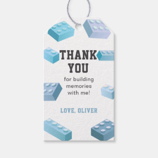 Building Blocks Thank you Tag, Blue Bricks Favor Geschenkanhänger