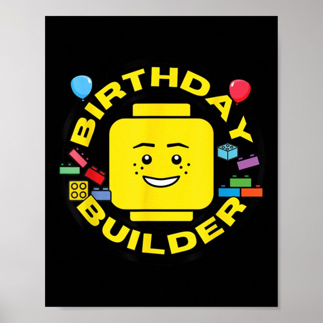 Building Bricks Birthday Builder Blocks Figure  Poster (Vorne)