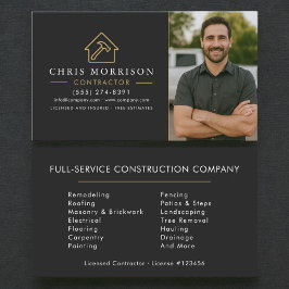 Building Construction Black Gold Photo Contractor Visitenkarte