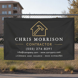 Building Construction Contractor Black Gold Banner