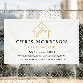 Building Construction Contractor White Gold Banner