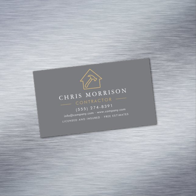 Building Construction Grey Gold Magnetische Visitenkarte (Beispiel)
