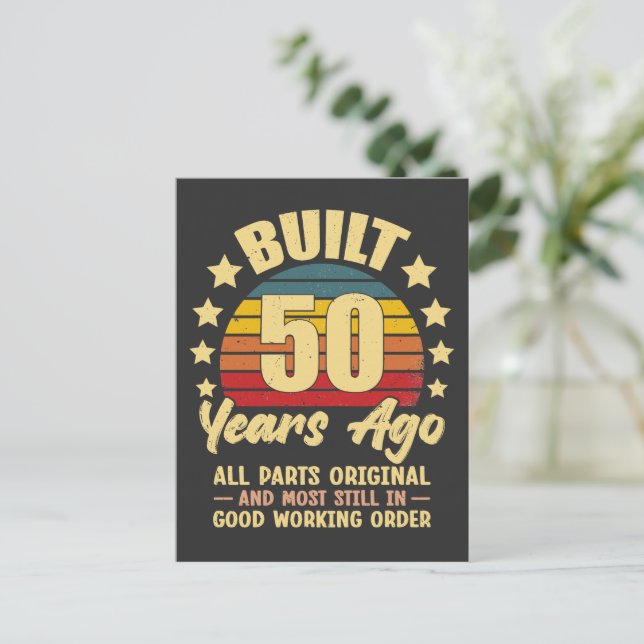 Built 50 Years Ago All Parts Original 50 Birthday Einladungspostkarte (Stehend Vorderseite)
