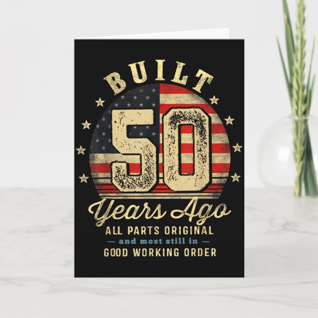 Built 50 Years Ago Funny 50th Birthday Usa Flag  Karte (Vorderseite)