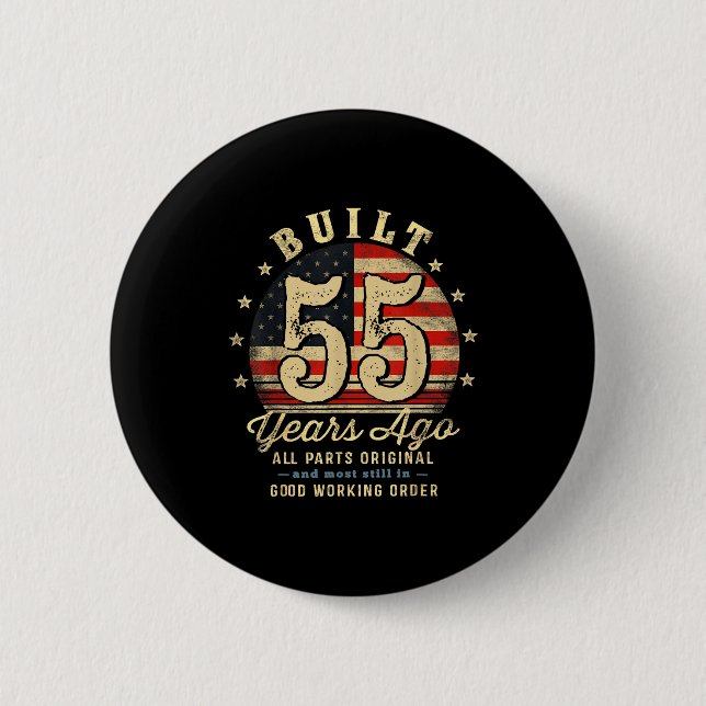 Built 55 Years Ago Funny 55th Birthday Usa Flag  Button (Vorderseite)