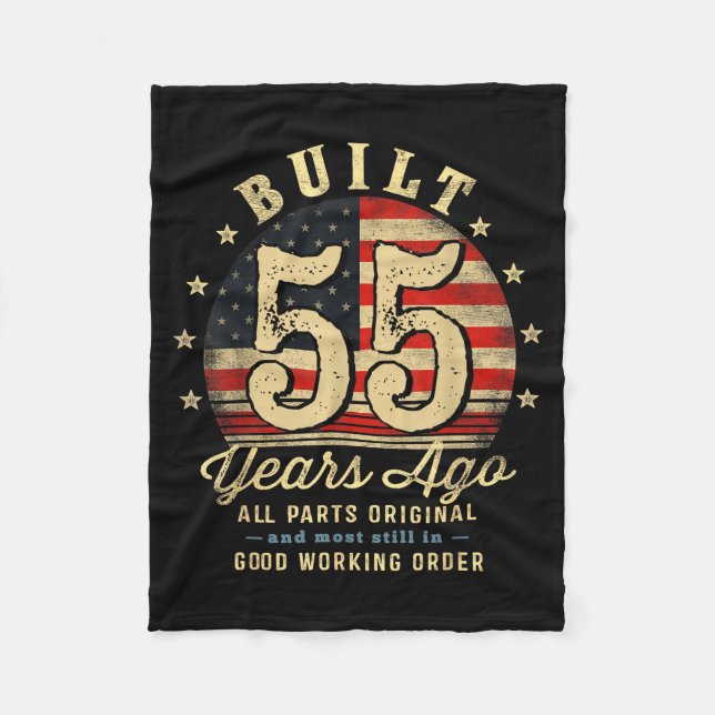 Built 55 Years Ago Funny 55th Birthday Usa Flag  Fleecedecke (Vorderseite)